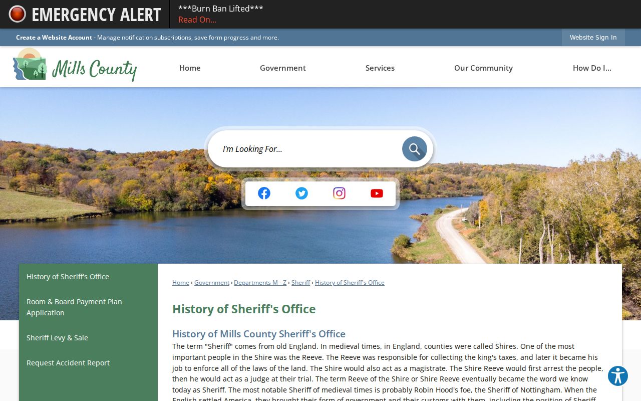 Mills County warrant records sheriff history source