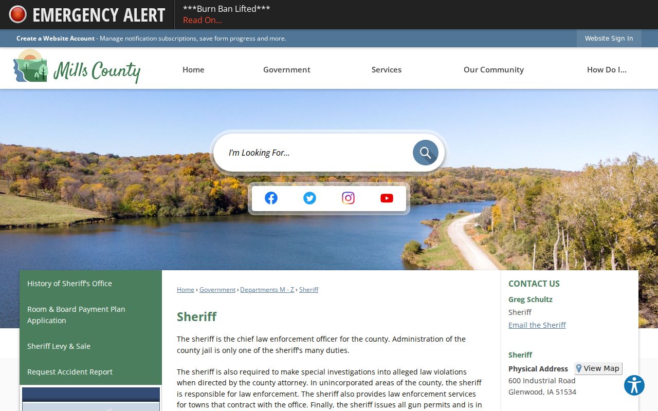 Mills County warrant records sheriff office source