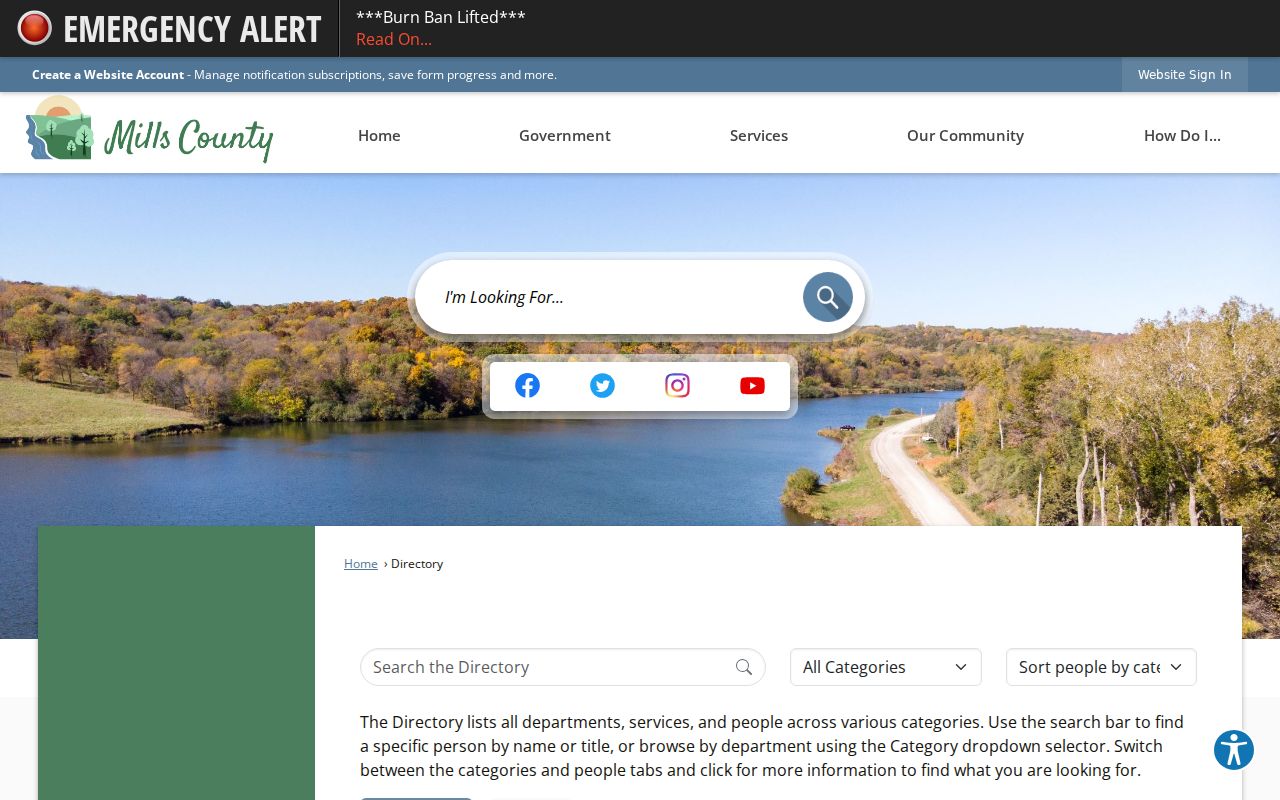 Mills County warrant records official staff directory