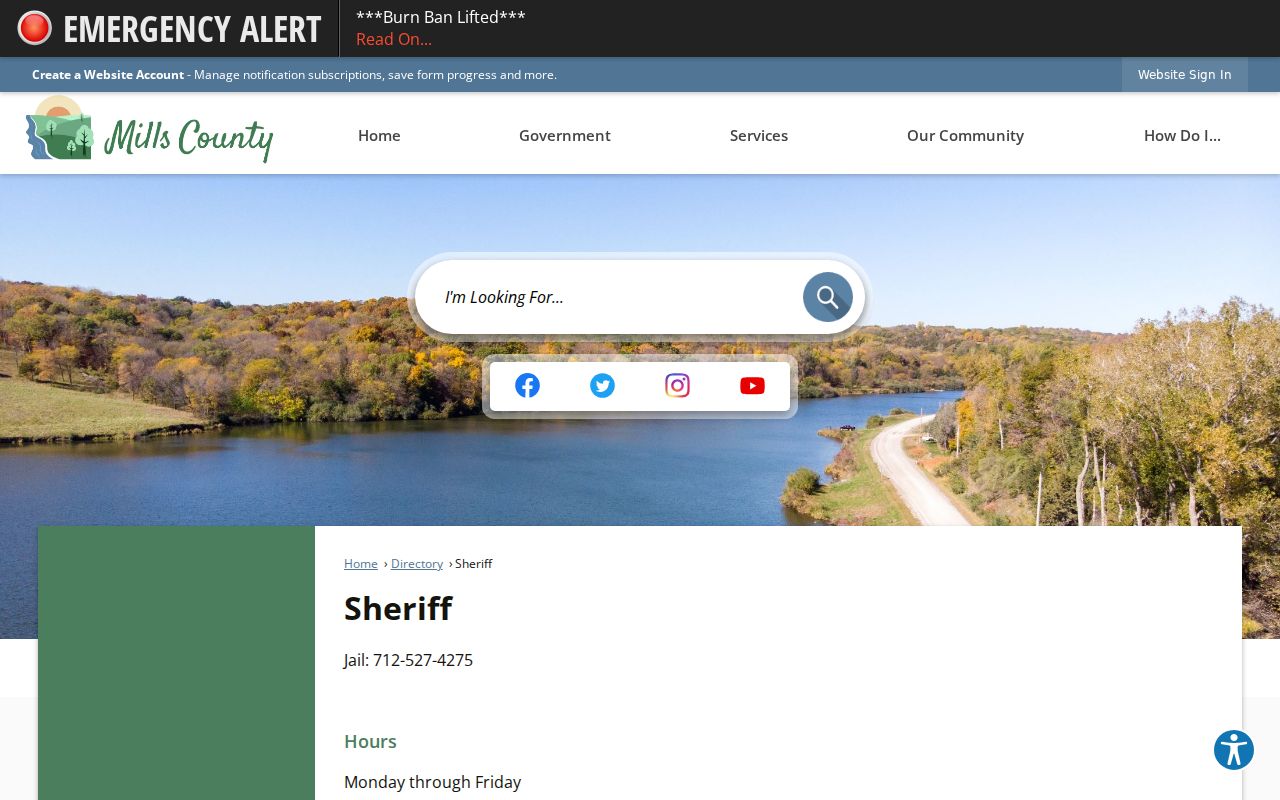 Mills County warrant records sheriff department directory